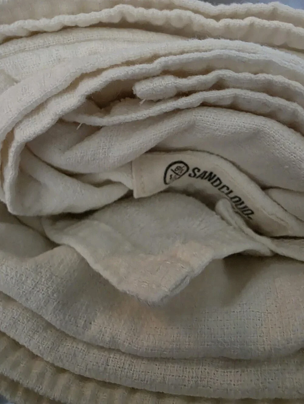 Sand Cloud XL Ivory Organic Turkish Cotton Bath Towel Terra Fringeless NWT